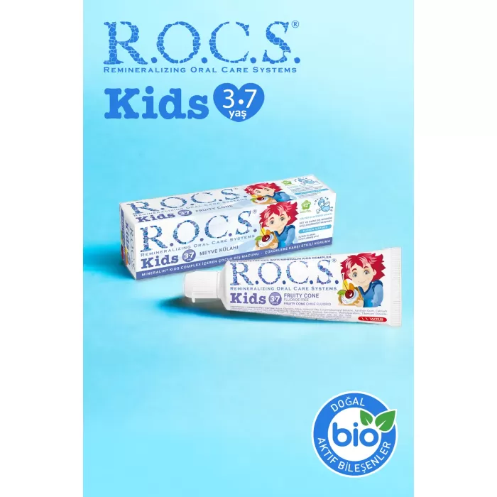 ROCS Kids 3-7 Yaş Meyveli Çocuk Diş Macunu (Meyve külahı) 35ml