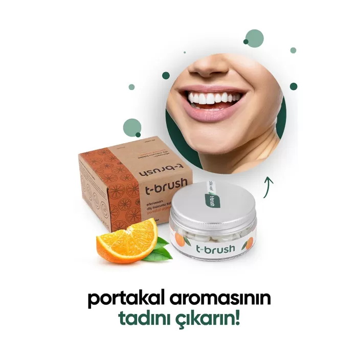 T-Brush Portakal Aromalı Florürsüz Diş Macunu 90 Tablet