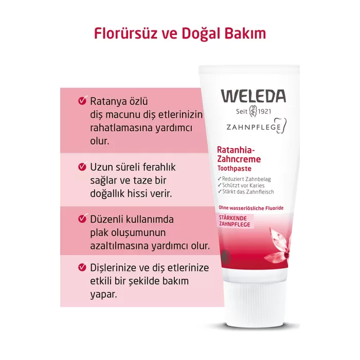 Weleda Ratanya Özlü Organik Diş Macunu 75 ml