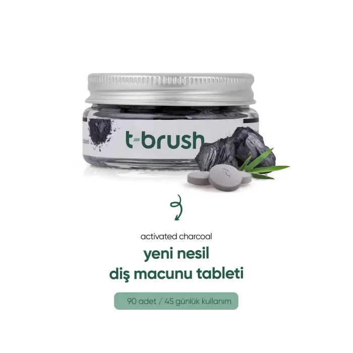 T-Brush Activated Charcoal Florürsüz Diş Macunu 90 Tablet