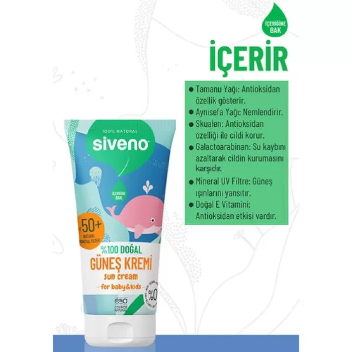 Siveno Bebekler için Doğal Güneş Kremi Spf50+ 50 ml