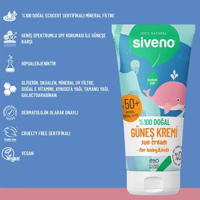 Siveno Bebekler için Doğal Güneş Kremi Spf50+ 50 ml