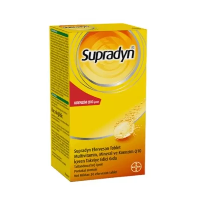 Supradyn Vitamin, Mineral ve Koenzim Q10 İçeren 30 Efervesan Tablet