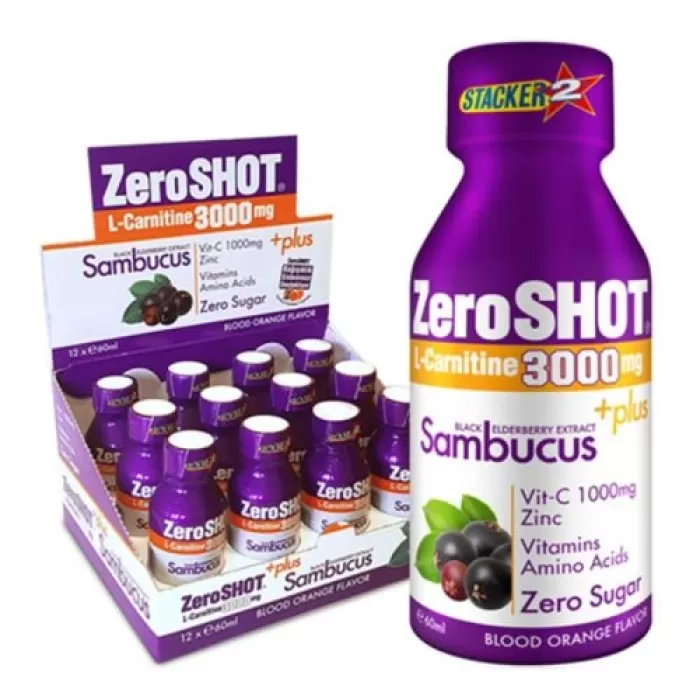 ZeroSHOT 60 Ml 3000 Mg L-Carnitine Kan Portakalı Aromalı 12 Adet