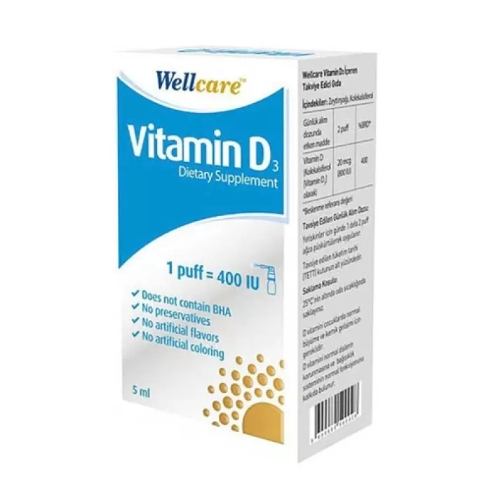 Wellcare Vitamin D3 İçeren Diyet Takviyesi 5 ml 1 Fıs 400 IU