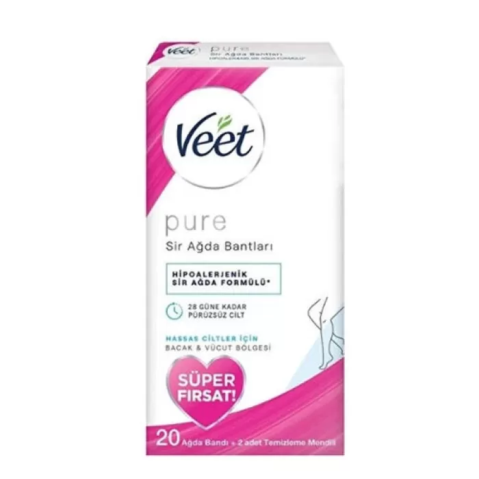 Veet Pure Bacak ve Vücut Bölgesi Sir Ağda Bantları 20 Adet