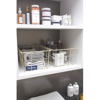 2li Büyük Boy Düzenleyici Lüks Mutfak Düzenleyici Banyo Organizer Metal Meyve Sepeti