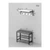 2li Set Oturaklı Metal Ayakkabılık + Portmanto Duvara Monte Elbise askısı