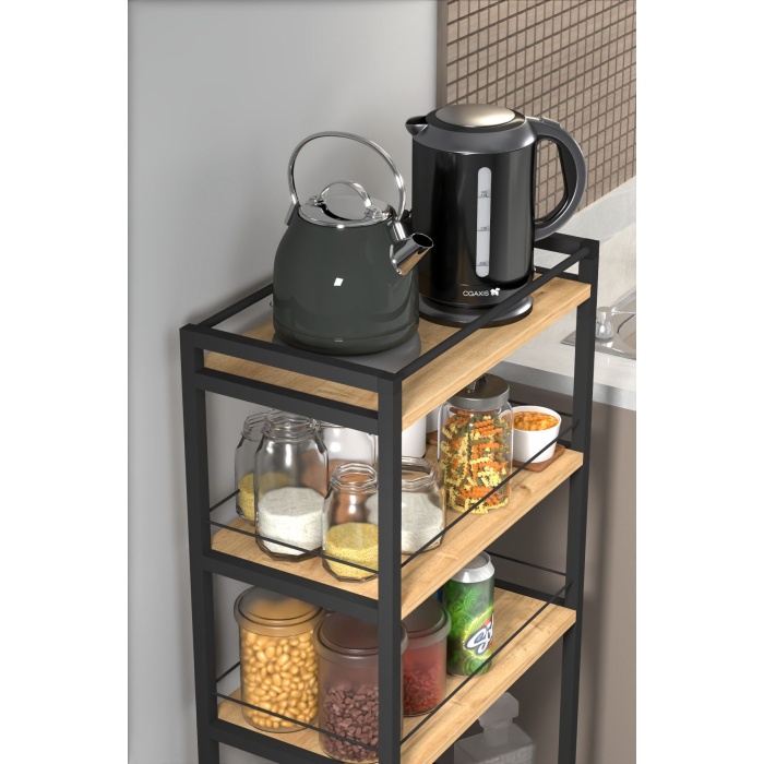 4 Raflı Metal Düzenleyici Tekerlekli Kiler Tekerlekli Banyo Rafı Metal Organizer Çok Amaçlı Raf