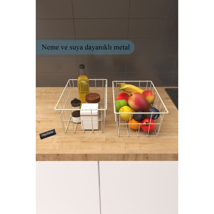 2li Büyük Boy Düzenleyici Lüks Mutfak Düzenleyici Banyo Organizer Metal Meyve Sepeti