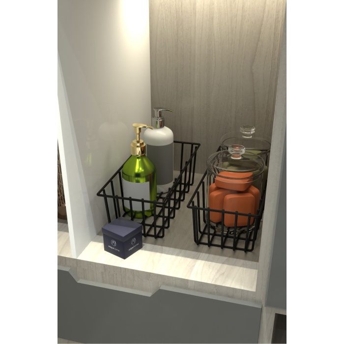 2li Dikdörtgen Lüks Sepet Mutfak Düzenleyici Banyo Organizer Tel Sepet Metal Organizer Meyve Sepeti