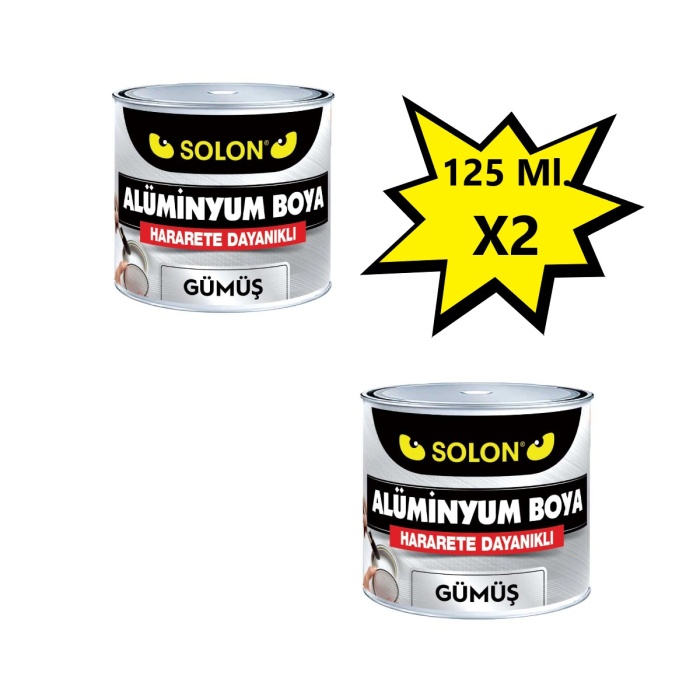 2 Adet Alüminyum Yaldız Boya Gümüş 125 Ml. 2li Paket