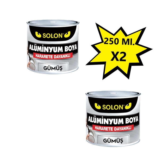 2 Adet Alüminyum Yaldız Boya Gümüş 250 Ml. 2li Paket