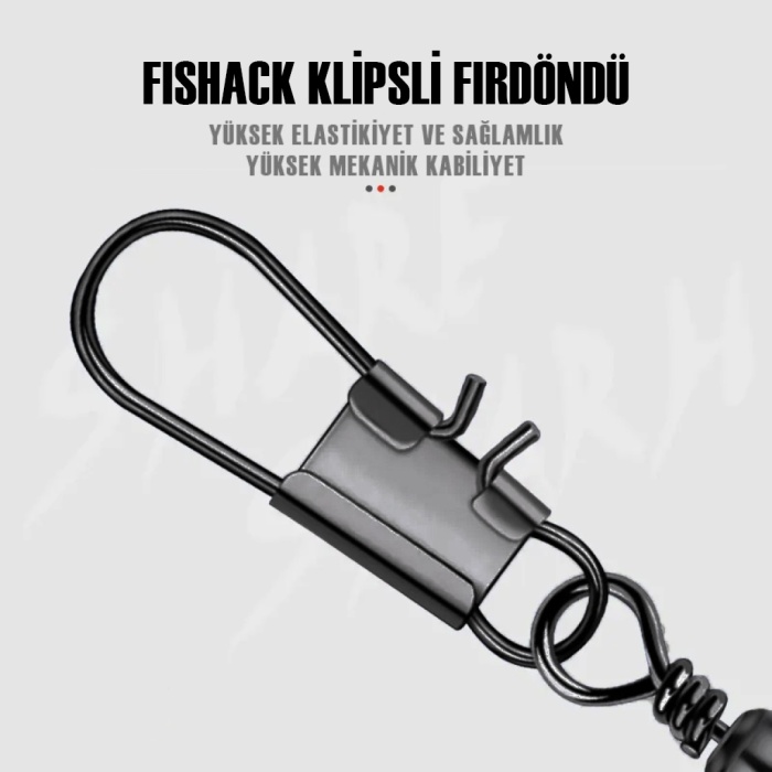 Fishack Paslanmaz Klipsli Fırdöndü Füme No: 8 12li