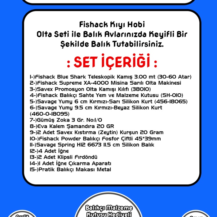 Fishack Tam Takım Kıyı Hobi Olta Seti XL - 3.00MT/30-60GR