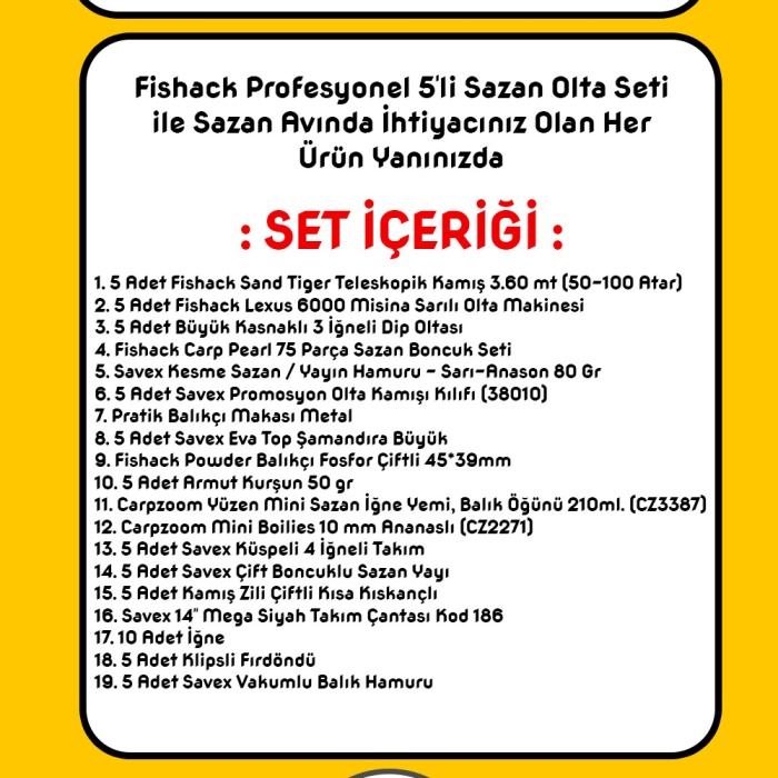 Fishack 5li Sazan Olta Seti XL - 3.60MT/50-100GR