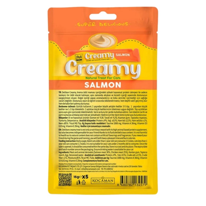 Kedi Ödül Maması - Creamy - Somonlu - 15 gr 5li - Delibon