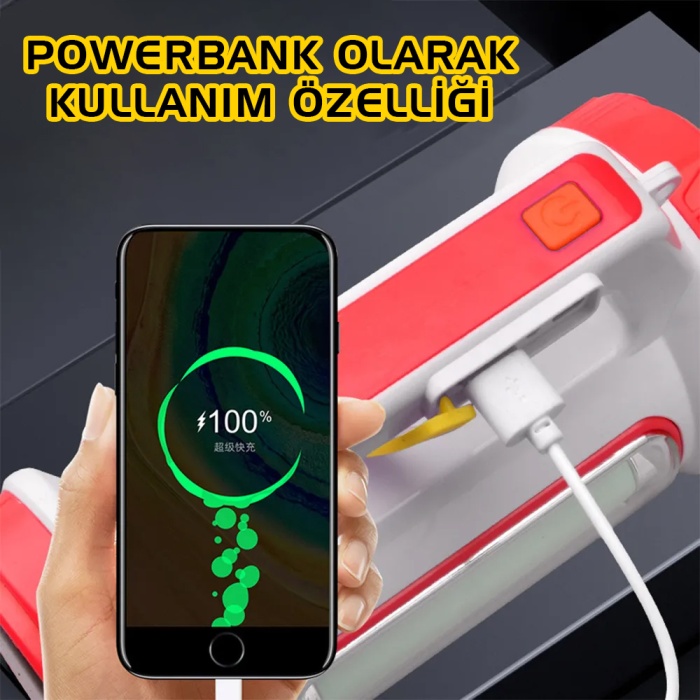 Gold Police Solar&Şarjlı El Feneri JQ-6088 3 W (Projektör) Turuncu