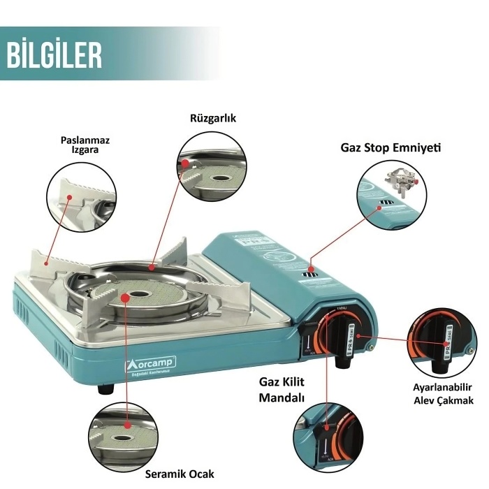 Orcamp Tekli Portatif Pro Seramik Ocak Mavi CK-508