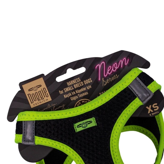 Doggie Havalı Dokuma Neon Küçük Irk Göğüs Tasması Sarı 30-34 cm (ANG-XS)