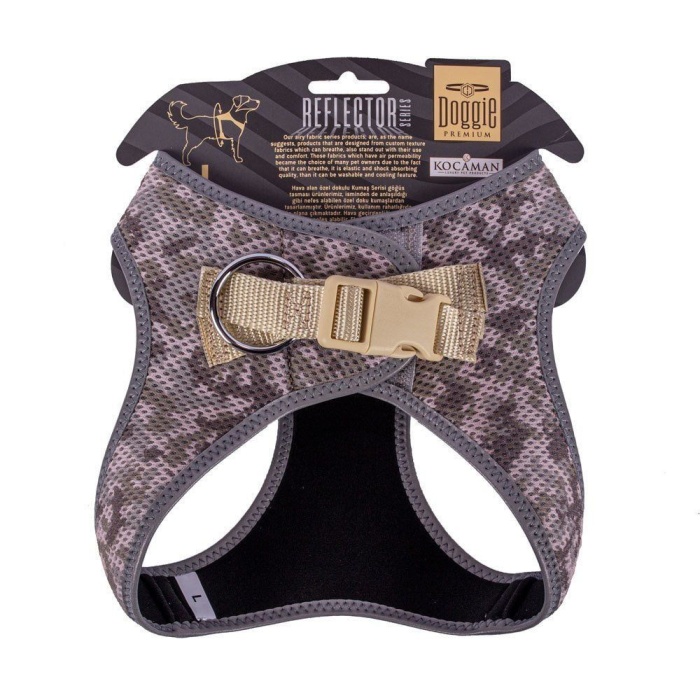 Doggie Havalı Dokuma Reflektörlü Küçük Irk Göğüs Tasması Camo 42-48 cm(ARG-L)