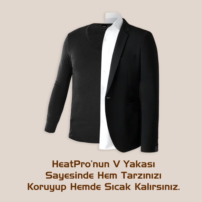 Termal İçlik Takım - HeatPro - Siyah - Pamuklu - Argeus