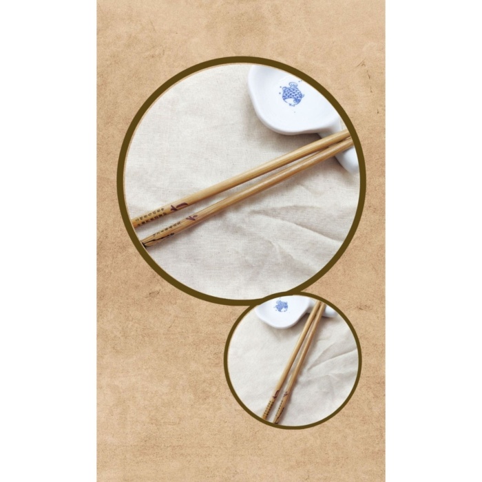 Bambu - Desenli 2li Chopsticks Yemek Çubuğu