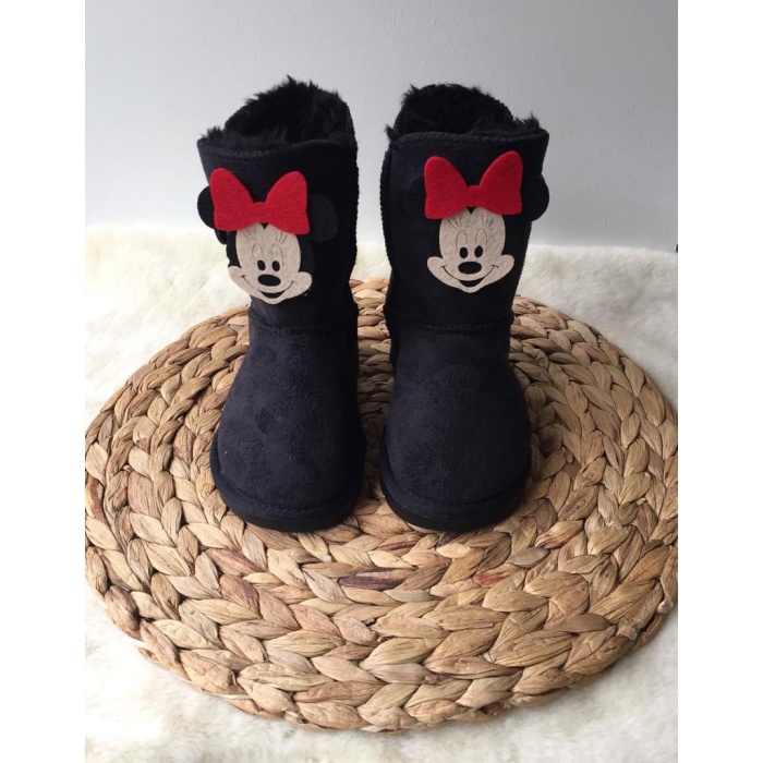 Siyah Minnie Mouse Süet Çocuk Botu