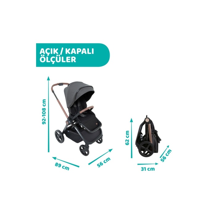 Mysa Bebek Arabası Black Satin