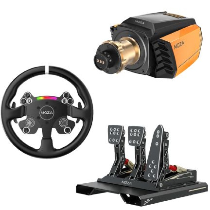 Moza Racing R16 GT Yarış Direksiyonu Seti (DD R16 Black & CS Wheel Leather Edt. & CRP LoadCell Pedal)