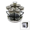 CONDIMENT SET YAKUT-10730 ( 6PCS ) ( KARE ) CAM & PLASTİK KAPAK TUZLUK & BAHARATLIK ( DÖNER STANDLI )*12