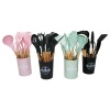 SILICONE UTENSILS DMR-8134 (11PCS+KOVA) SİLİKON MUTFAK SERVİS SET (BAMBU SAP) (KEPÇE-KEVGİR-MAŞA-FIRÇA-SPATULA)*24