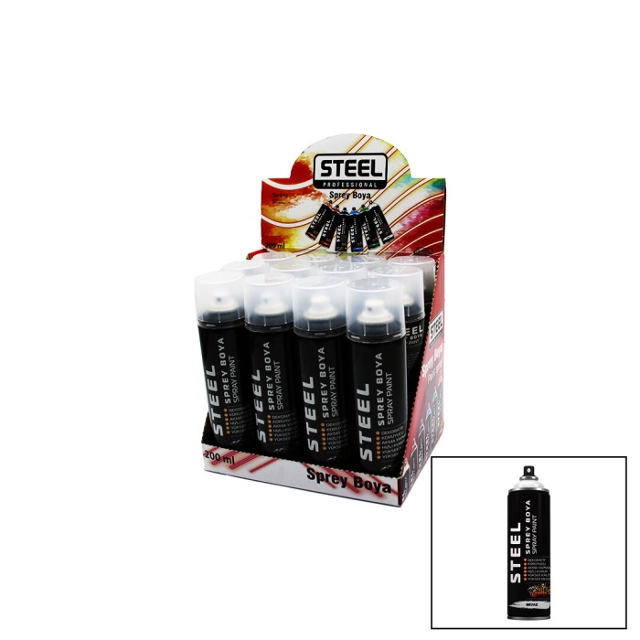 STEEL CK-4879 ( SİYAH ) SPREY BOYA 200ML*12X8