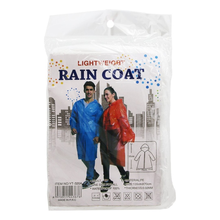 LONG YING HUA CAI-1532 RAIN PONCHOS ( ŞEFFAF & RENKLİ ) ( TEK KULLANIMLIK ) YAĞMURLUK*10X50