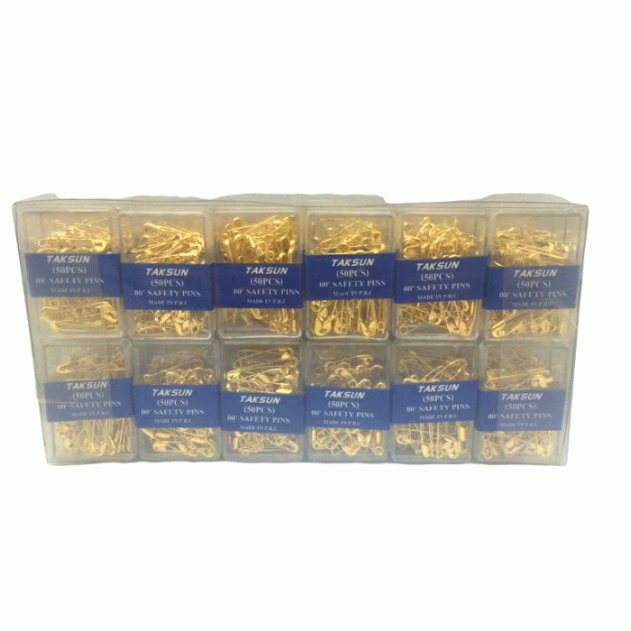 TAKSUN SAFETY PINS-968 ( SARI GOLD ) ( 50PCS.PLS.KUTU ) (NO-00) MİNİ ÇENGELLİ İĞNE*36X40