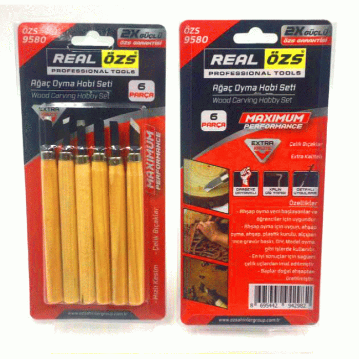 REAL ÖZS-9580 ( 6PCS ) AHŞAP OYMA HOBİ SETİ*300