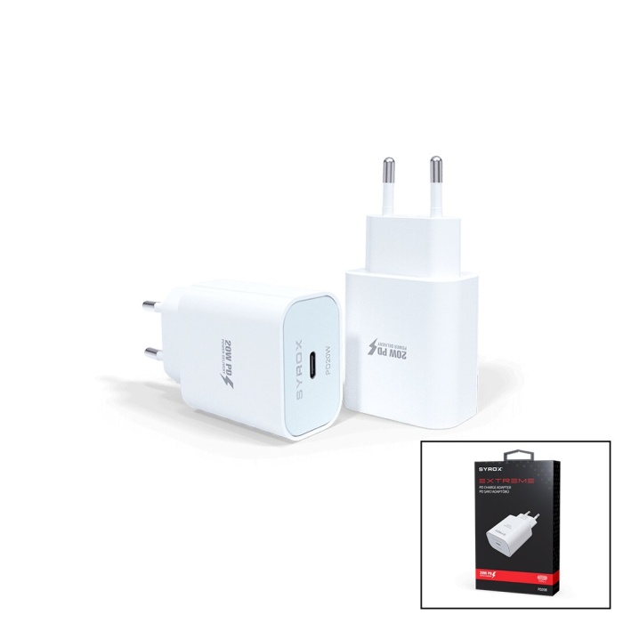 SYROX PD20B EXTREME ( TYPE-C ) ( HIZLI & BAŞLIK ) EV ŞARJ ADAPTÖR ( IPHONE 15 UYUMLU ) ( 3.0A & 20W PD)*100