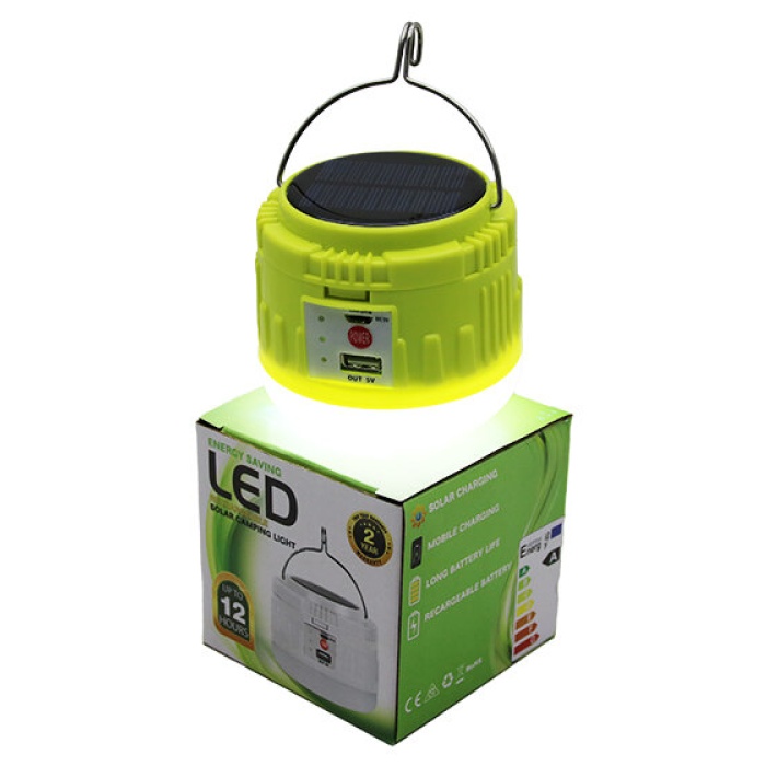 ENERGY SAVING LED SOLAR CAMPING LIGHT USB & SOLAR ŞARJLI ASKILI KAMP LAMBASI FENER & POWERBANK*36                   Q9