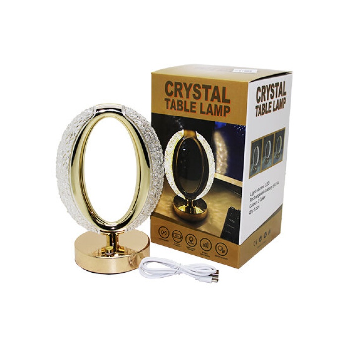 CRYSTAL TABLE LAMP FW-08 ( KÜÇÜK OVAL ) 3 RENK LED DOKUNMATİK USB ŞARJLI MASA LAMBASI*20