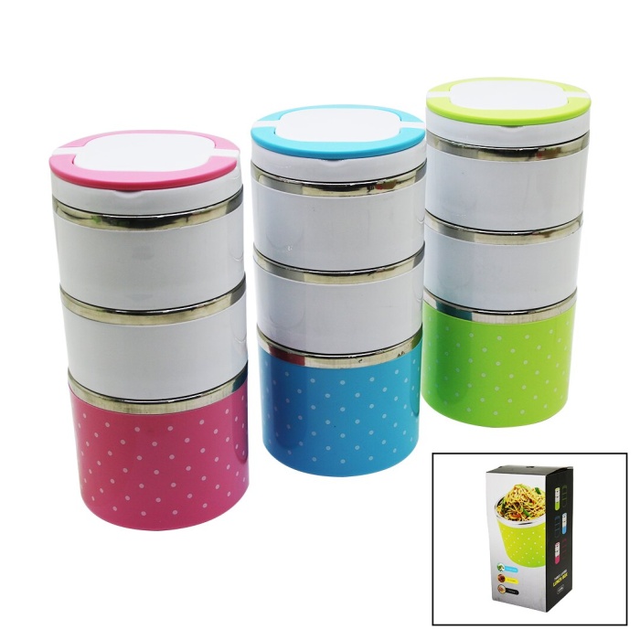 LUNCH BOX-10779 ( PUANTİYELİ ) ( 3LÜ ) SEFER TASI & SAKLAMA KABI 1.23LT*36