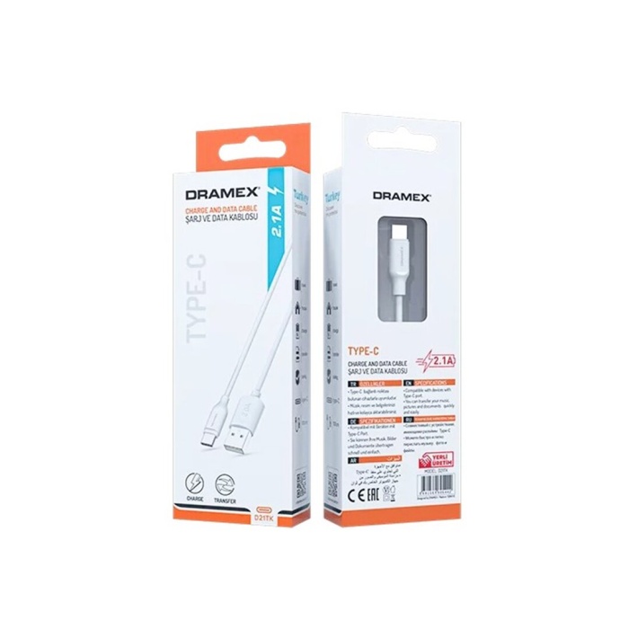 DRAMEX D21TK ( TYPE-C ) USB 2.1A ŞARJ & DATA KABLOSU 1MT*252