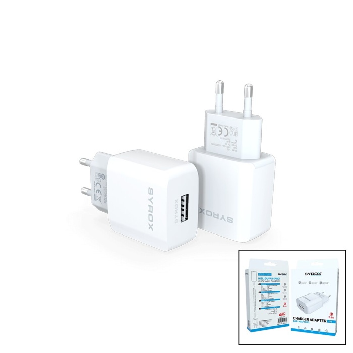 SYROX J52 CHARGE ADAPTER ( USB & 2.6A ) ADAPTÖR BAŞLIK ( HIZLI ) EV ŞARJ*20