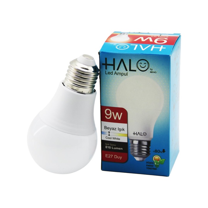 HALO HL-09 ( 9W=75W ) BEYAZ LED AMPUL ( E27 & 810 LUMEN )*300         Q8