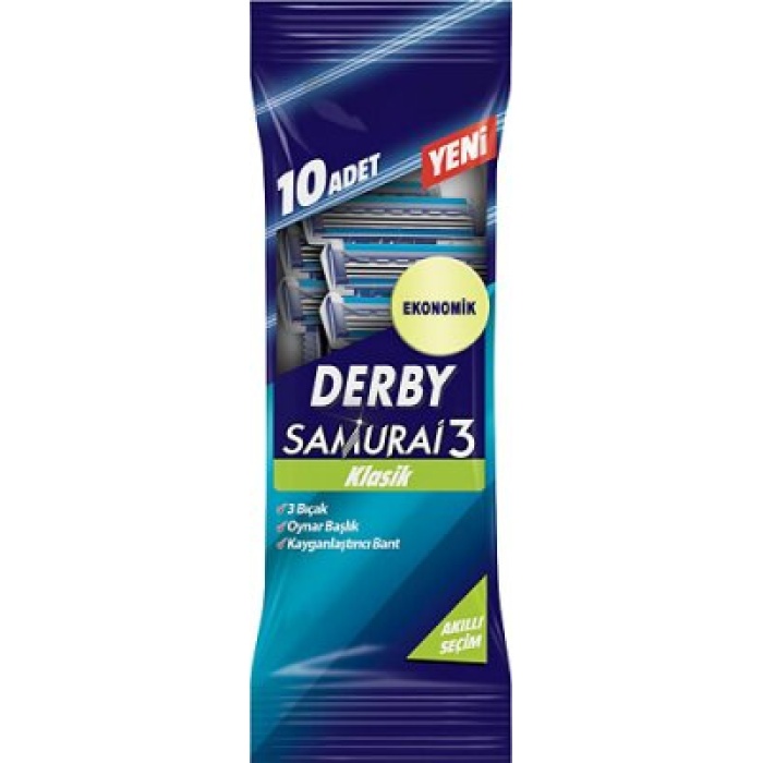 DERBY SAMURAİ 3 BIÇAK KLASİK 10PCS POŞETLİ*10X8