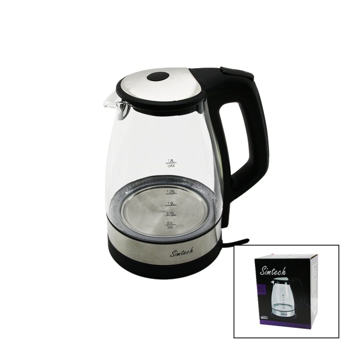 SİMTECH KM-4716 ( CAM ) KETTLE SU ISITICISI GİZLİ REZİDANS ( 1.8LT & 1850-2200W )*9