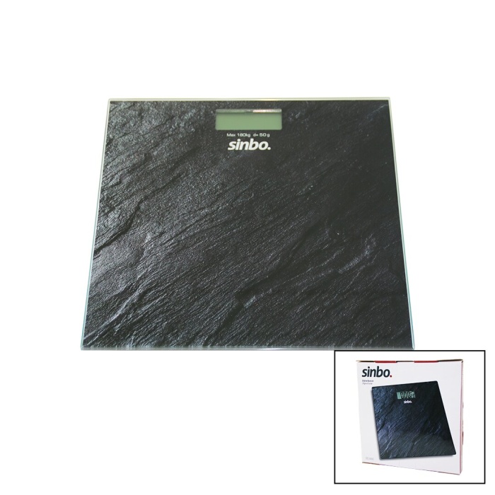 SİNBO SBS-4450 ( DİJİTAL & PİLLİ ) CAM BANYO BASKÜLÜ ( LCD EKRAN & SICAKLIK GÖSTERGELİ ) ( 180KG/50GR ) ( 26X26CM )*10