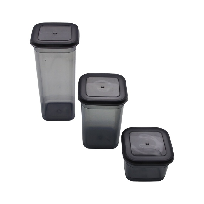 ORGANİZERS ORG-433-GR ( 3PCS SET ) PLASTİK SAKLAMA KABI ( 0.60LT-1.30LT-1.90LT ) ( FOOD STORAGE CONTAINER )*24=K