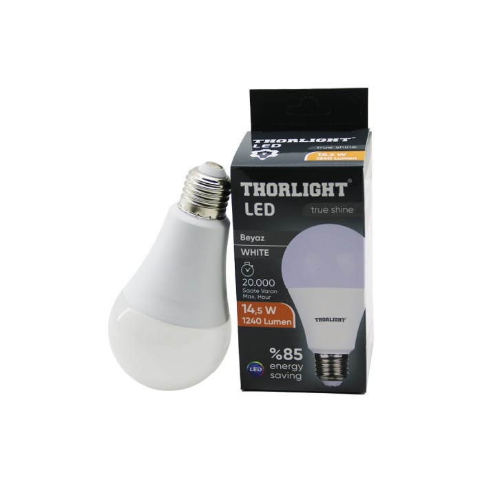 THORLIGHT T-15B ( 14.5W ) ( E27 ) ( BEYAZ ) LED AMPUL ( 1240 LUMEN & 2835 SMD LED & 6500K & 20BİN SAAT ÖMÜR )*10X6