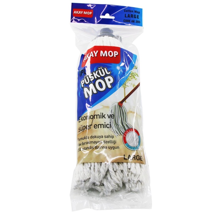 AKAY MOP AK-203 ( LARGE ) ( ÖRGÜLÜ İPLİ ) PÜSKÜL PAMUK MOP*50