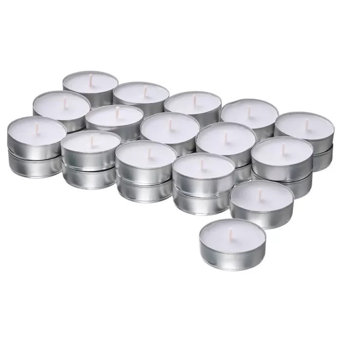 Kokulu Tealight Mum, Açık Gri, 3.5 saat, 30 Adet, Salatalık ve Limon